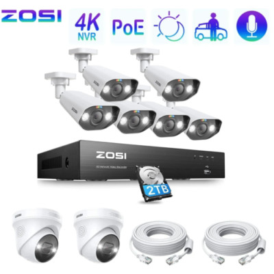 ZOSI 8CH 8MP NVR 5MP PoE Security IP Network Camera System Two-Way Audio