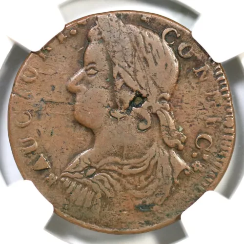 1787 33.34-W.2* R-5 NGC VF 30 Draped Bust Left Connecticut Colonial Copper Coin