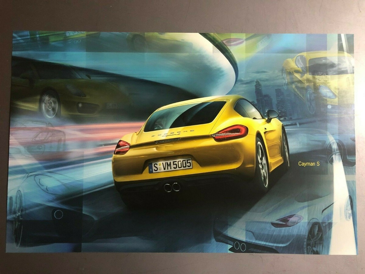 PORSCHE Cayman S ポスター 2014 Porsche Cayman S Coupe Showroom Advertising Poster RARE