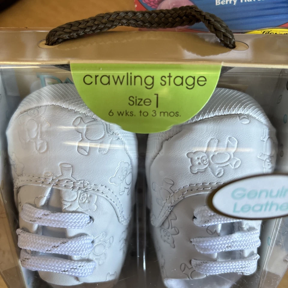 婴儿鹿 1 码纯色皮革爬行舞台泰迪熊鞋真皮 — 第 3/4 张图片