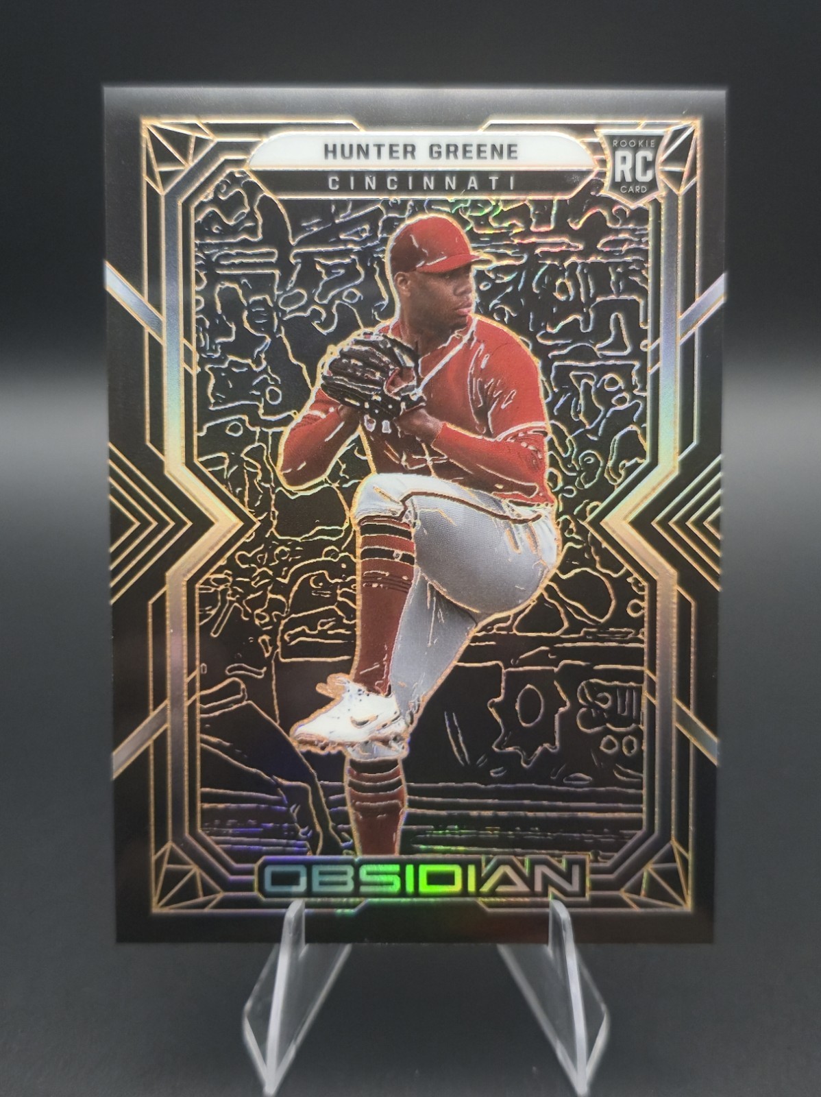 2022 Panini Chronicles - Obsidian Hunter Greene /31 Orange Electric Etch #60