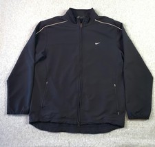 Nike Sphere Jacket Mens Large Black Full Zip Windbreaker Mock Neck Piped Running