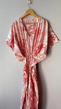 Indian Red Tiger Handmade Cotton Kaftan Maxi Dress Women's Clothing Gown US