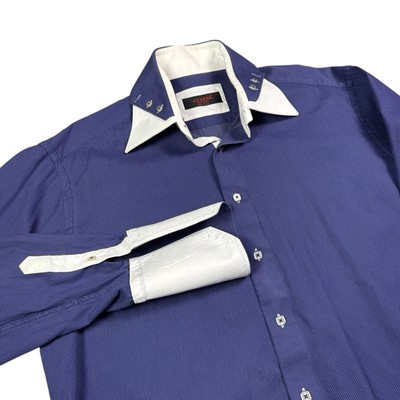 axxess dress shirts Axxess Shirt Mens XL Dress Shirt French Cuff Contrast Collar Formal 100%  Cotton
