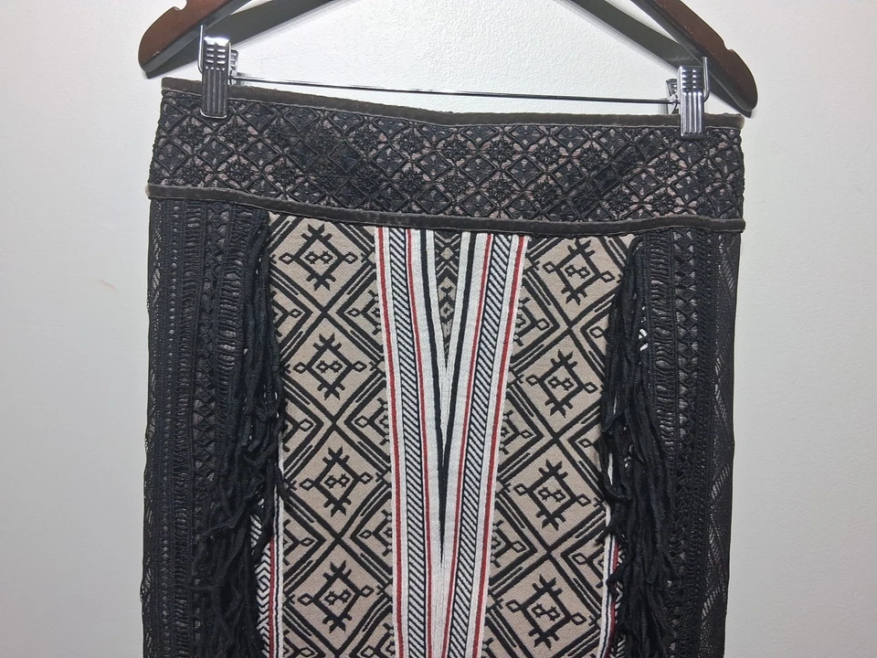 Byron Lars Beauty Mark Women's Midi Pencil Skirt Fringe Detail Size 8 - Image 2 of 4