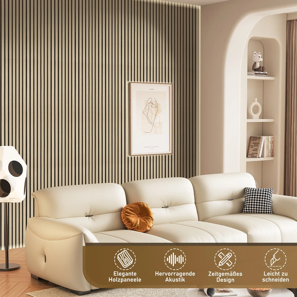 120x60cm Wandpaneele Akustik 3D Holz Akustikpaneele 1-4 Stück Natur Holzpaneele - Bild 4 von 4