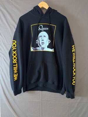 Queen Official Merch Hoodie Black  We Will Rock You / We Will Rise  Graphic XL