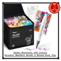 Ohuhu Honolulu 104 Farben Alkohol Marker Pinsel & Breite Doppelspitze