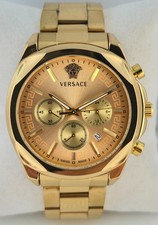 Versace Geo Golden Chrono Dial Golden Tone SS Band With Date Quartz Men's watch