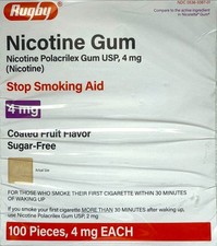 Rugby Nicotine Gum 4 mg 100 Count Coated Fruit Flavor Exp. 12/2026