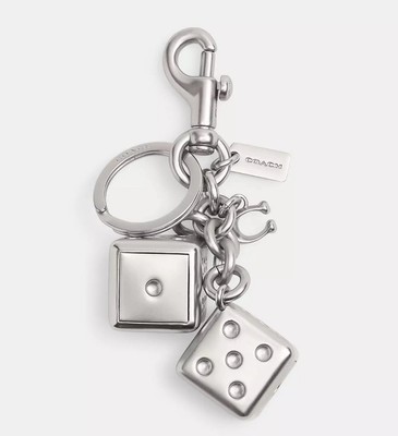 NWT Coach 3D Solid Metal Dice Cluster Bag Charm Keychain Key