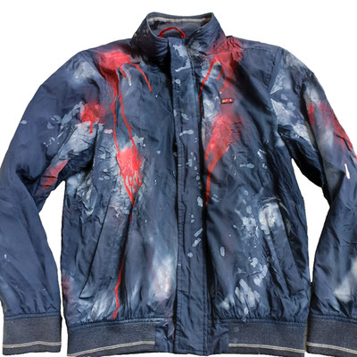 QUBA SAILS JACKET Size Med - CUSTOMISED / SPRAY PAINTED - WRECKED / EXPERIMENTAL