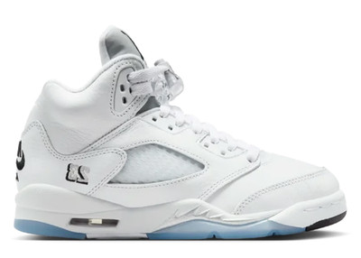 Nike Air Jordan Retro 5 White Metallic Silver Shoes HQ7980-103 GS Sizes NEW