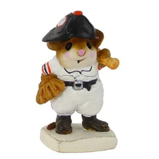 Wee Forest Folk MS-15 Batter-Up Baseball Figurine (White w/ Black & Orange Trim)