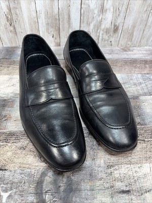 Vella Pais Mens Dress Shoes Black All Leather Apron Toe Penny Loafers Size 11
