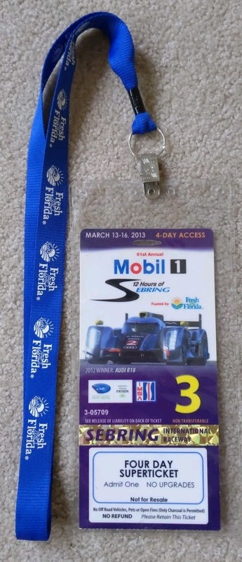 IMSA American LeMans Series Sebring 12Hr Ticket Credential Holder Lanyard