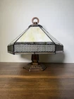 Vintage Mission Tiffany Style Stained Glass Semi-Flush Ceiling Light