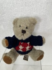 Hugfun INT"L Inc. Teddy Bear With Red / Blue Sweater 6  Tan Plush Stuffed Animal