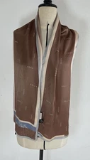 KRIZIA All Silk Women’s Scarf In Brown W A Monogrammed Pattern M.i.italy 62"/11"