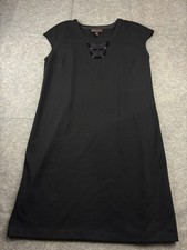 Dana Buchman Women’s L Black Jersey Beaded Front Classic Shift Dress Classy