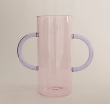 Sophie Lou Jacobsen Borosilicate Glass Handle Vase Pink  Lilac Purple Flower