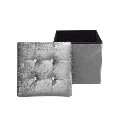 New Folding Ottoman Crushed velvet Fabric Chest Solid Storage Box 2 sizes - Picture 12 of 13