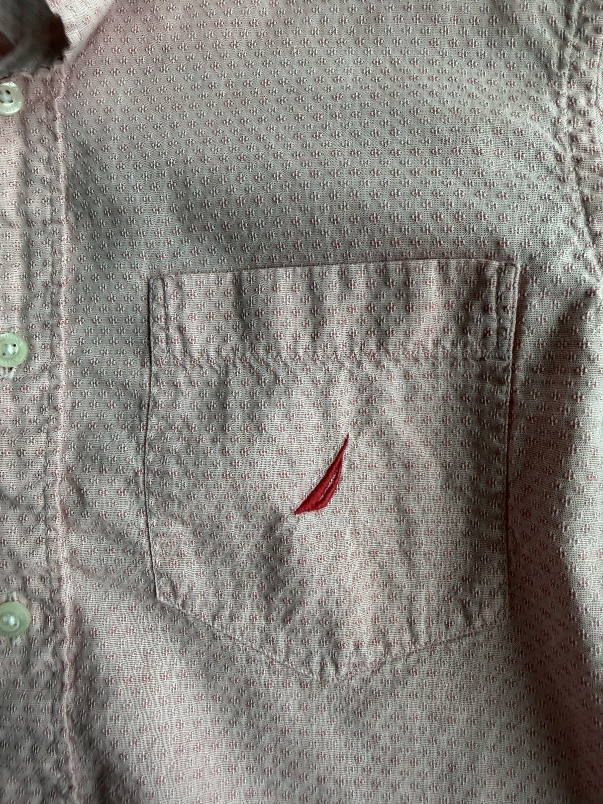 Nautica Slim Fit S Premium Button Down Long Sleeve Pocket Pink Jacquard Texture thumbnail 4