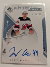 Joey Anderson 2018-19 SP Authentic Future Watch Auto Rookie /999 Devils