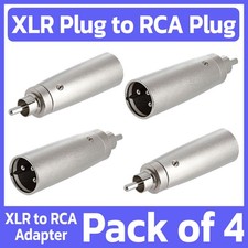 4 Pack 2-Pos XLR Male Plug to RCA Male Plug Adapter Audio Cable Mic Converter