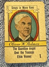 Vtg 1935 AUTHORS by RUSSELL CARD GAME Replacement Card 1 Oliver Holmes