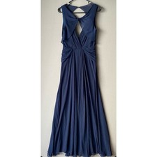VTG Badgley Mischka Dainty Romantic Ethereal Chiffon Gown Dress 6 Navy Blue