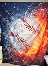 Baseball boys bedding flaming baseball twin /full New