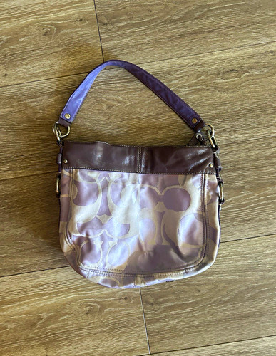 Coach Signature Purple Lavender Zoe Shoulder Bag