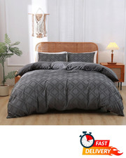 Queen Size Grey Duvet Cover Set 3Pc Microfiber Bedding Boho Comforter All-Season