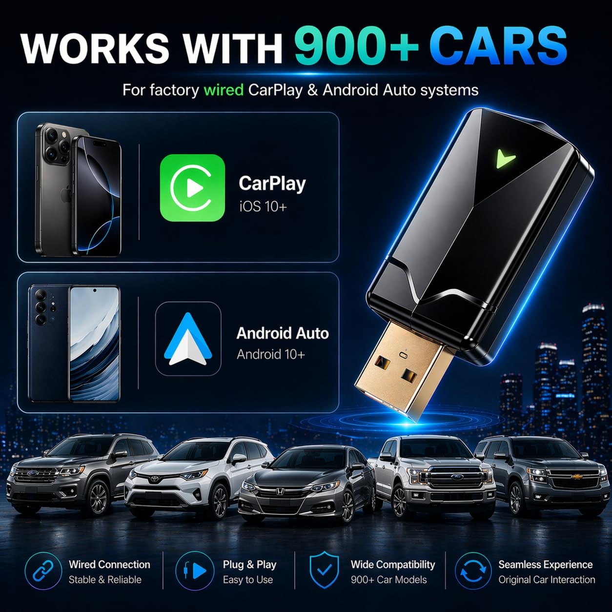 Zouhoe Adattatore CarPlay Wireless Adattatore Android Auto Wireless Wi Fi 5,8ghz - Miniatura 16
