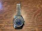 Seiko Watch Men 35mm Blue Dial Silver Tone Manual Wind Round 66-7109