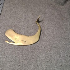 Vintage Solid Brass Sperm Whale Sculpture Nautical Decor Mid Century 6&rdquo;