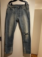 RHUDE Distressed Denim Paint Splatter Jeans M...