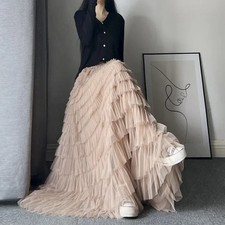 Extended Length Mesh Half Skirt for Women Elegant Slimming Cake Style Spring Aut