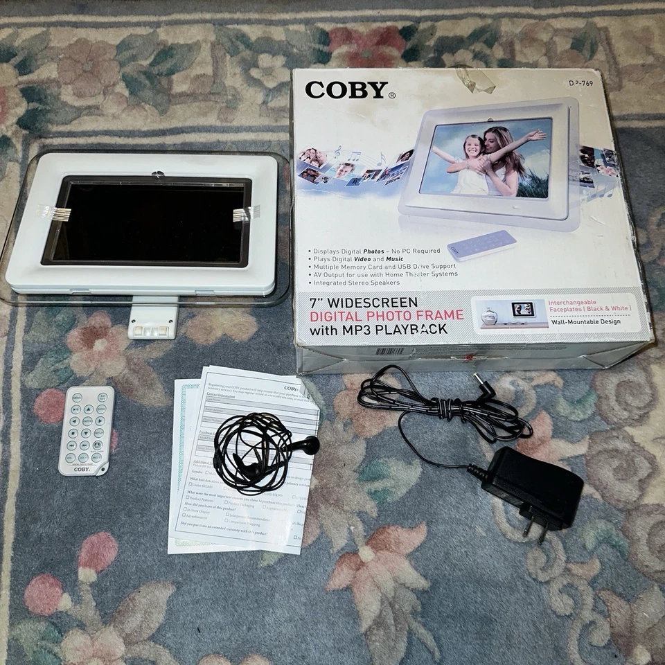 Coby DP-769 7" Widescreen Digital Photo Frame with MP3 Playback In Box - Image 3 of 4