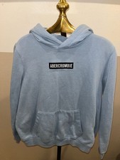 Abercrombie Kids Blue Logo Patch Pullover Hoodie Size 15/16