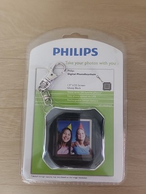 Philips Digital Photo Keychain Purple 1.5'' LCD Screen Upload USB Lithium Battery