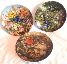 3 German Furstenberg Wild Flowers by Hans Grub Decorative Plates
