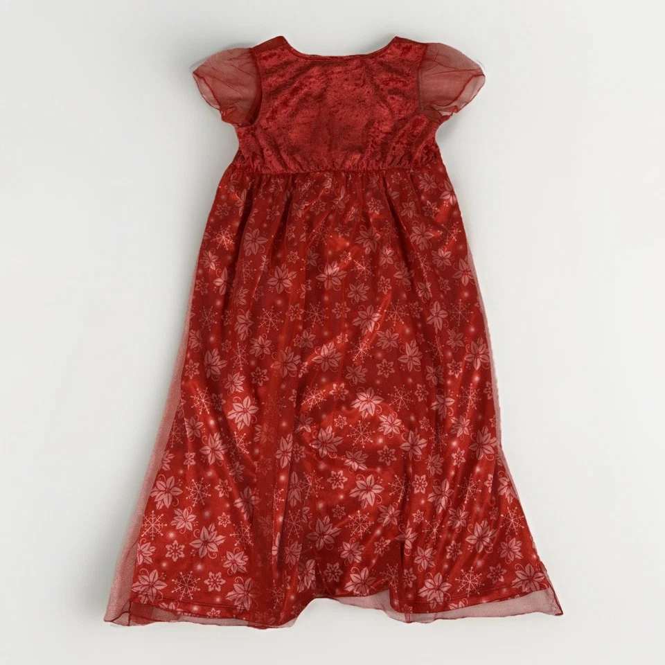 Disney Princess Nightgown Dress Girls Medium Velour Tulle Snowflake Christmas - Image 2 of 4