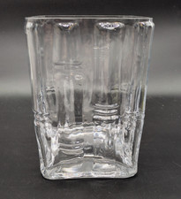 Large Square Vase Clear Glass Bamboo 8" tall 5" square
