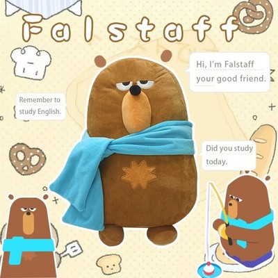 35CM Cartoon Duolingo Duo Plush Toys Falstaff Soft Stuffed Animal Doll Kids Gift