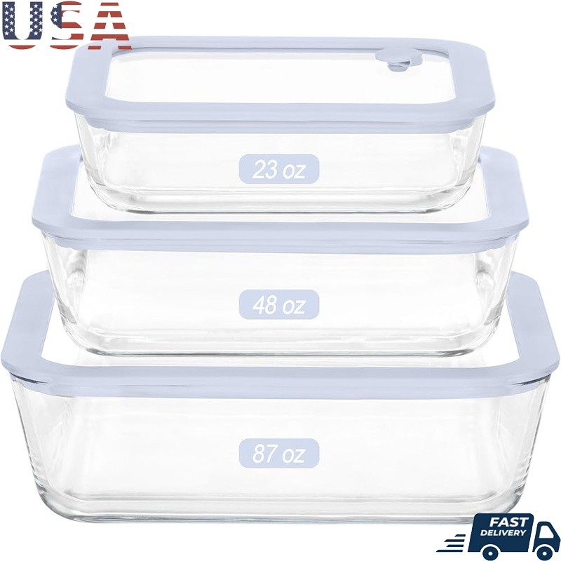Leak Proof Glass Food Storage Containers Silicone Lid