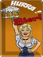 Blechschild 40X30 Cm Pinup Hurra! Bier Spruch Zitat Deko Geschenk Metall Schild