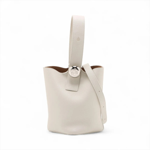 Loewe Pebble bucket bag Mini Leather 2 Way Handbag White STARMARK