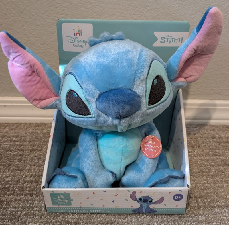 Disney Baby Plush Laughing Wiggling Spinning Stitch with Box. WORKING! RARE!